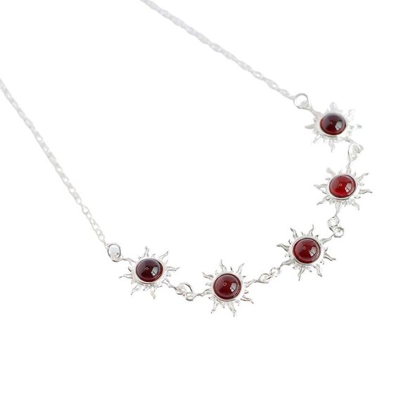 Baltic Amber Sun Charm Necklace in 925 Sterling Silver - Picture 3 of 4